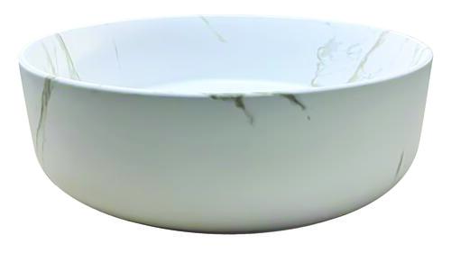 Vasque ronde à poser NAMI en céramique Ø34,6 x H. 11,4 cm - Marbre blanc